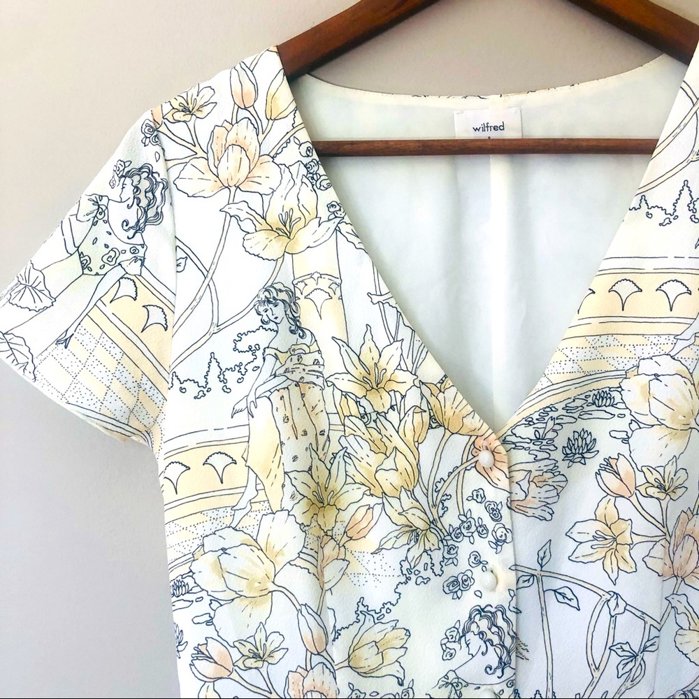 Wilfred Floral Mini Dress - Cream and Yellow